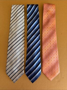 KENNETH COLE 100% Silk Mens Neckties Bundle of 3